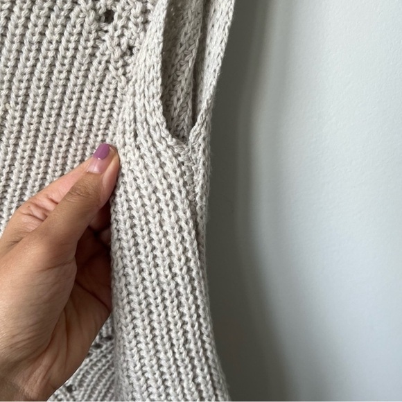 Wilfred Aritzia Open-stitch Wool Sleeveless Cowl Neck Sweater S Beige/Gray - Picture 6 of 10